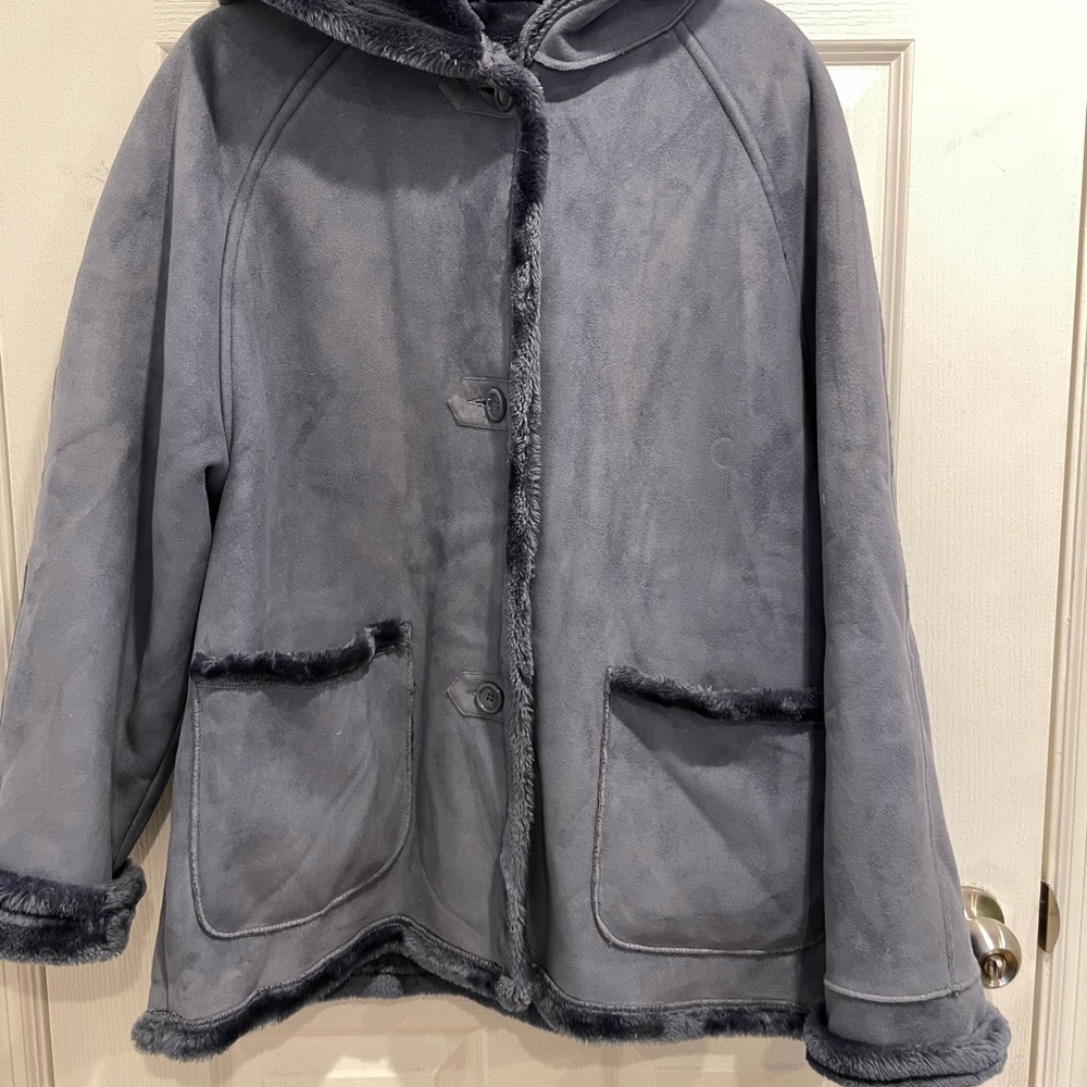 Stylish Periwinkle/Gray Hooded Jacket